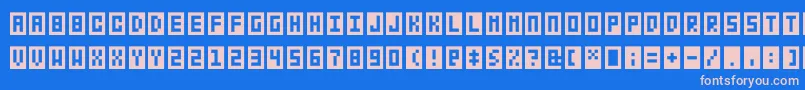 Bitbox-Schriftart – Rosa Schriften auf blauem Hintergrund