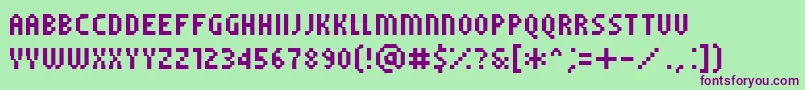 Saiba mais sobre a fonte PfTempestaFiveCompressed Fonte PfTempestaFiveCompressed – fontes roxas em um fundo verde