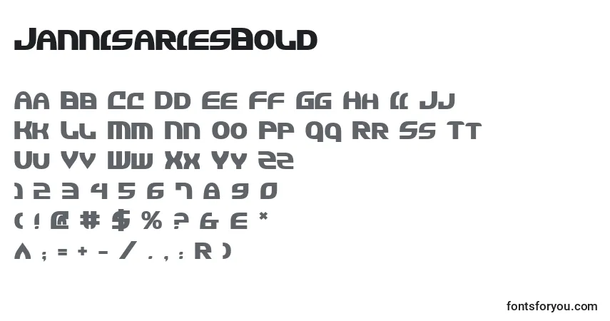 A fonte JannisariesBold – alfabeto, números, caracteres especiais