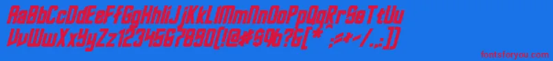 Czcionka RoddenberryBoldItalic – czerwone czcionki na niebieskim tle