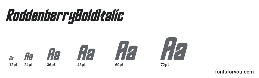 RoddenberryBoldItalic Font Sizes