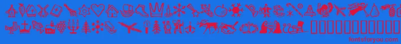 GeIttyBittys Font – Red Fonts on Blue Background