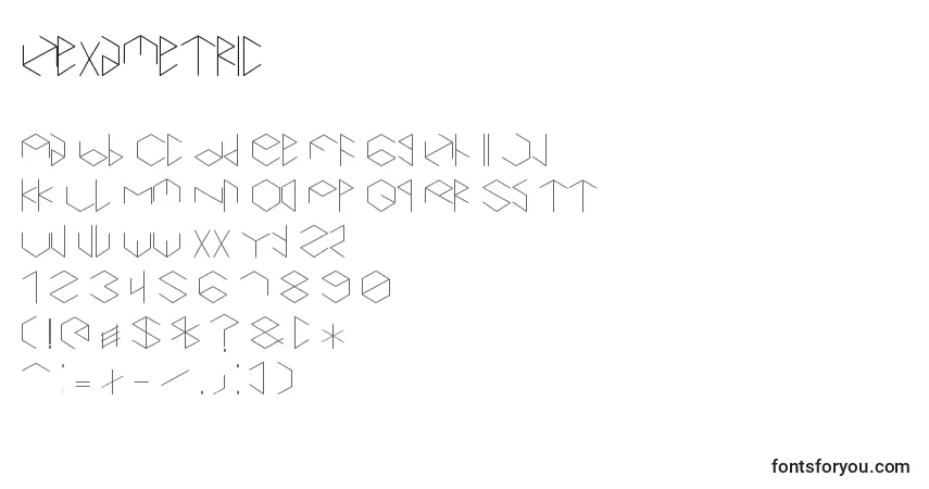 Schriftart Hexametric – Alphabet, Zahlen, spezielle Symbole