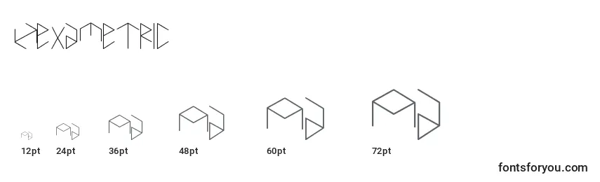 Größen der Schriftart Hexametric