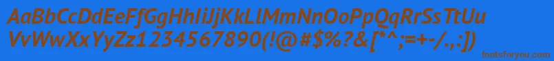 Pts76f Font – Brown Fonts on Blue Background
