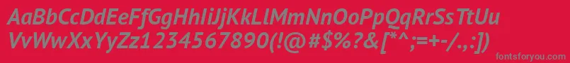 フォントPts76f – 赤い背景に灰色の文字