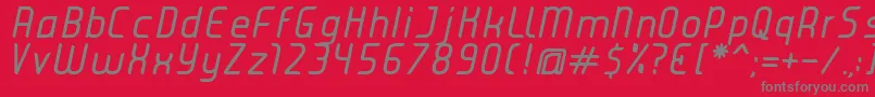 JuiceItalic-fontti – harmaat kirjasimet punaisella taustalla