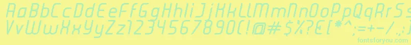 Fonte JuiceItalic – fontes verdes em um fundo amarelo