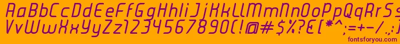 JuiceItalic-fontti – violetit fontit oranssilla taustalla