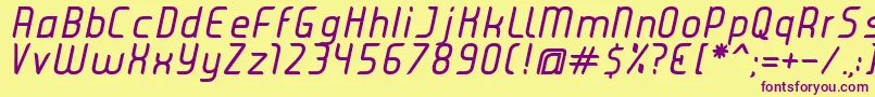 Saiba mais sobre a fonte JuiceItalic Fonte JuiceItalic – fontes roxas em um fundo amarelo