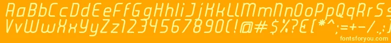 Czcionka JuiceItalic – żółte czcionki na pomarańczowym tle