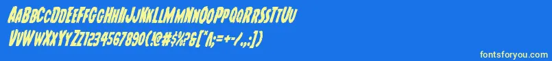 Youngfrankcondital Font – Yellow Fonts on Blue Background