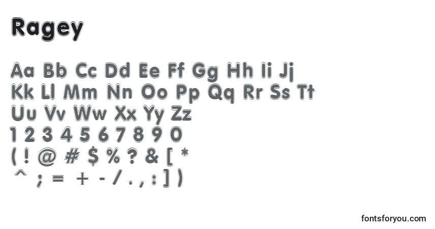 Czcionka Ragey – alfabet, cyfry, specjalne znaki