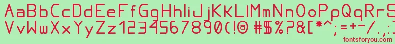 ProportionalTfb-Schriftart – Rote Schriften auf grünem Hintergrund