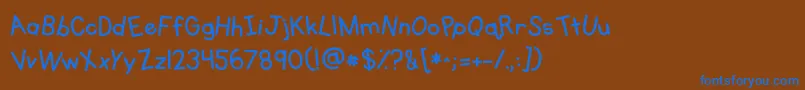 フォントKgprimarywhimsy – 茶色の背景に青い文字