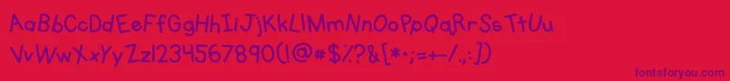 Kgprimarywhimsy-fontti – violetit fontit punaisella taustalla