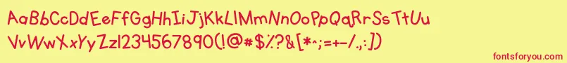 Kgprimarywhimsy Font – Red Fonts on Yellow Background