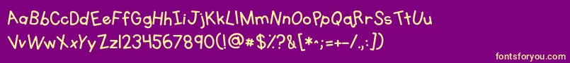 Saiba mais sobre a fonte Kgprimarywhimsy Fonte Kgprimarywhimsy – fontes amarelas em um fundo roxo