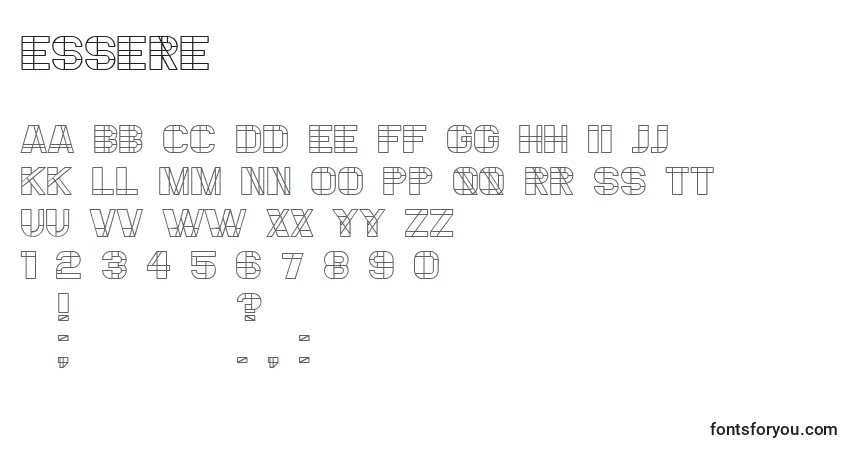 Czcionka Essere – alfabet, cyfry, specjalne znaki