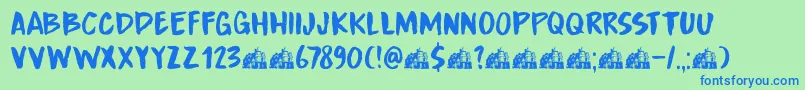 Police DkBoardingHouseIii – polices bleues sur fond vert