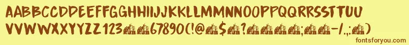 DkBoardingHouseIii Font – Brown Fonts on Yellow Background