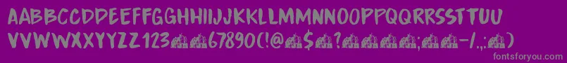 DkBoardingHouseIii-fontti – harmaat kirjasimet violetilla taustalla