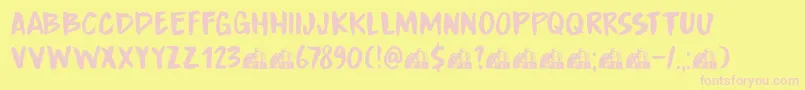 DkBoardingHouseIii Font – Pink Fonts on Yellow Background