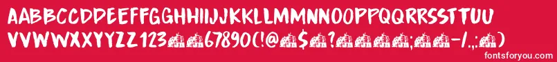DkBoardingHouseIii-fontti – valkoiset fontit punaisella taustalla