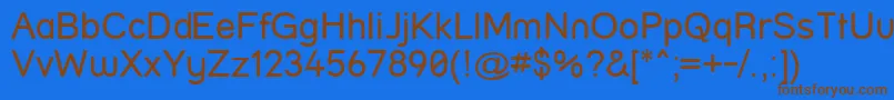 フォントStreetPlain – 茶色の文字が青い背景にあります。