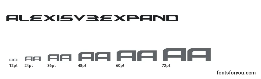 Размеры шрифта Alexisv3expand
