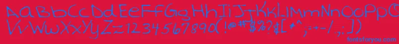 TashaRegular Font – Blue Fonts on Red Background