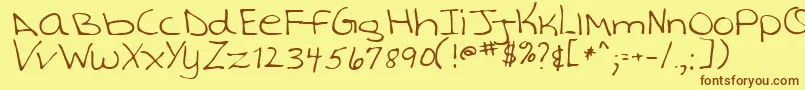 TashaRegular-Schriftart – Braune Schriften auf gelbem Hintergrund