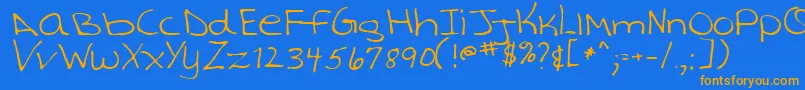 TashaRegular Font – Orange Fonts on Blue Background