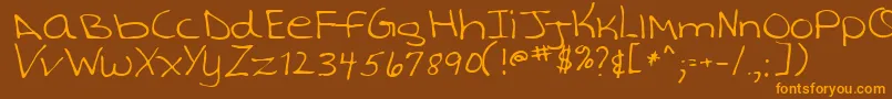 TashaRegular-Schriftart – Orangefarbene Schriften auf braunem Hintergrund