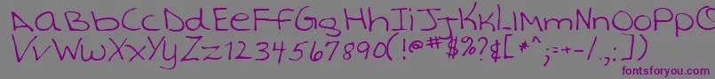 フォントTashaRegular – 紫色のフォント、灰色の背景