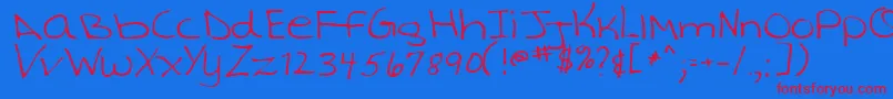 TashaRegular Font – Red Fonts on Blue Background