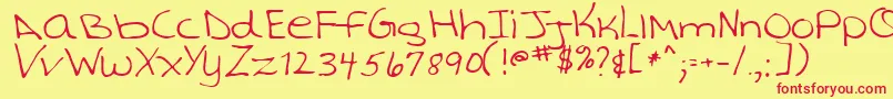 TashaRegular-Schriftart – Rote Schriften auf gelbem Hintergrund