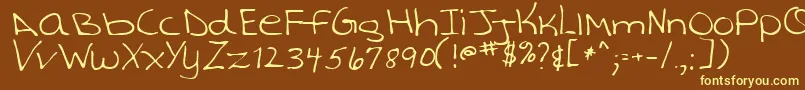 TashaRegular-fontti – keltaiset fontit ruskealla taustalla