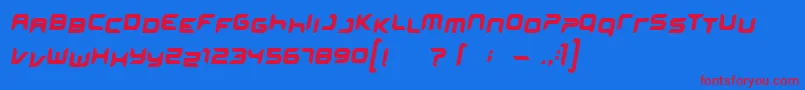 Miniskap Font – Red Fonts on Blue Background