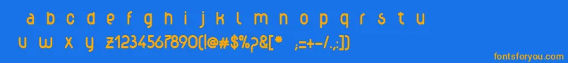 フォントWecbold – オレンジ色の文字が青い背景にあります。