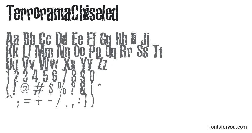 Czcionka TerroramaChiseled – alfabet, cyfry, specjalne znaki