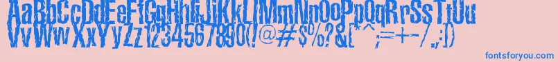 TerroramaChiseled Font – Blue Fonts on Pink Background