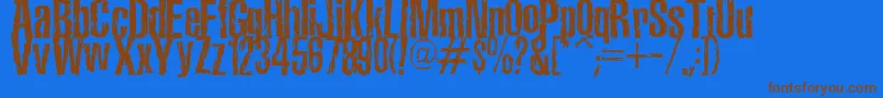フォントTerroramaChiseled – 茶色の文字が青い背景にあります。
