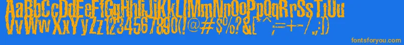 フォントTerroramaChiseled – オレンジ色の文字が青い背景にあります。