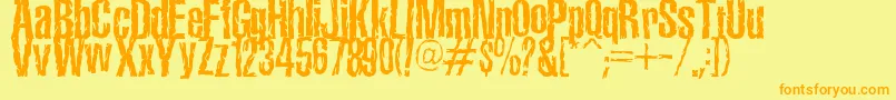 フォントTerroramaChiseled – オレンジの文字が黄色の背景にあります。