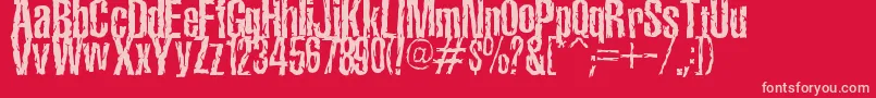 TerroramaChiseled-fontti – vaaleanpunaiset fontit punaisella taustalla