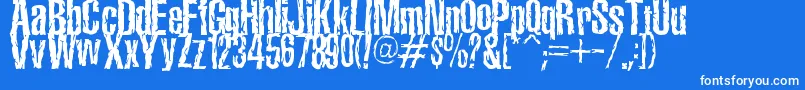 TerroramaChiseled-fontti – valkoiset fontit sinisellä taustalla