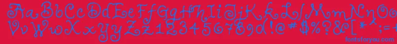 TeenageGirl1 Font – Blue Fonts on Red Background