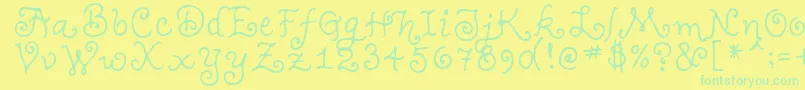 TeenageGirl1 Font – Green Fonts on Yellow Background