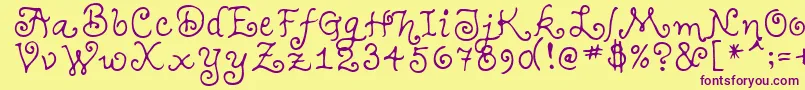 TeenageGirl1 Font – Purple Fonts on Yellow Background